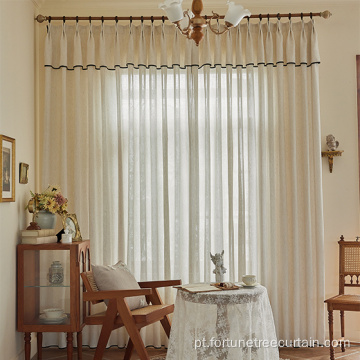 Living Blackout Cotton Linen Semi Sheer Curtain